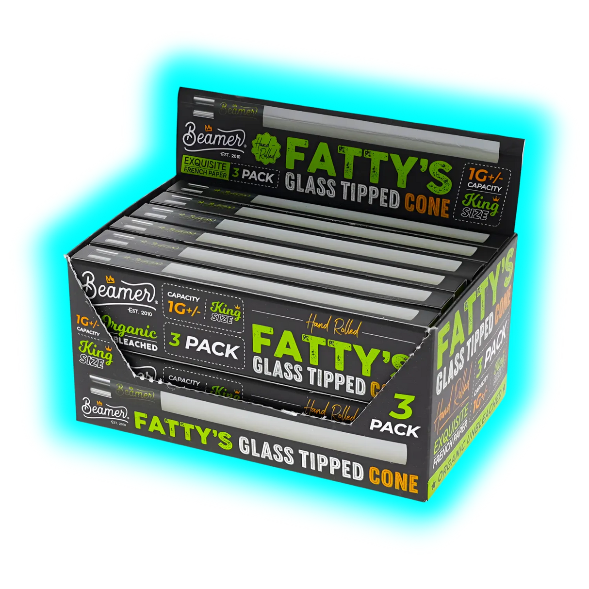 Fatty's Organic Unbleached Glass-Tipped Cones XL 2G