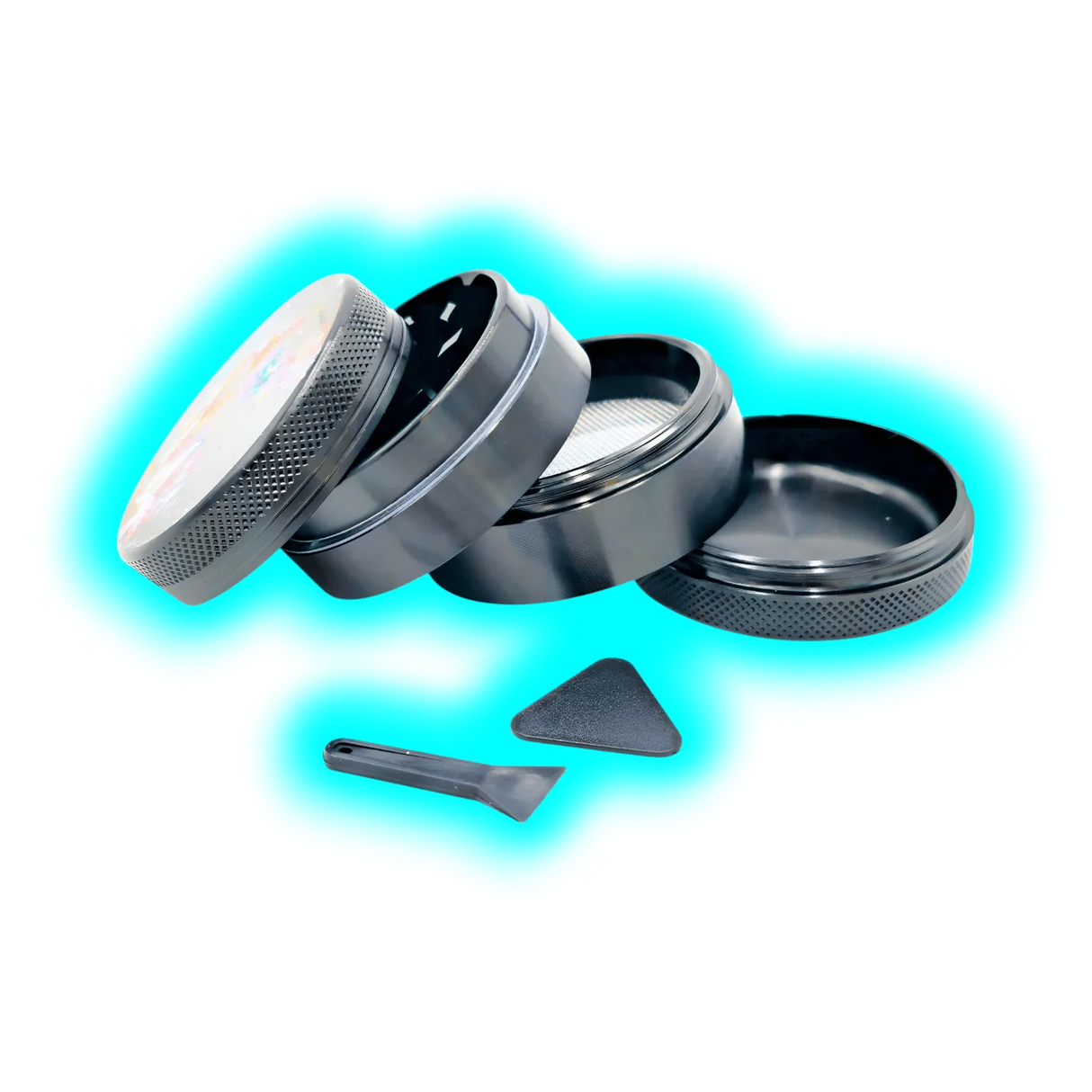 Fourtwenty Blunt Geko Aluminium Grinder Black 4Parts 50mm