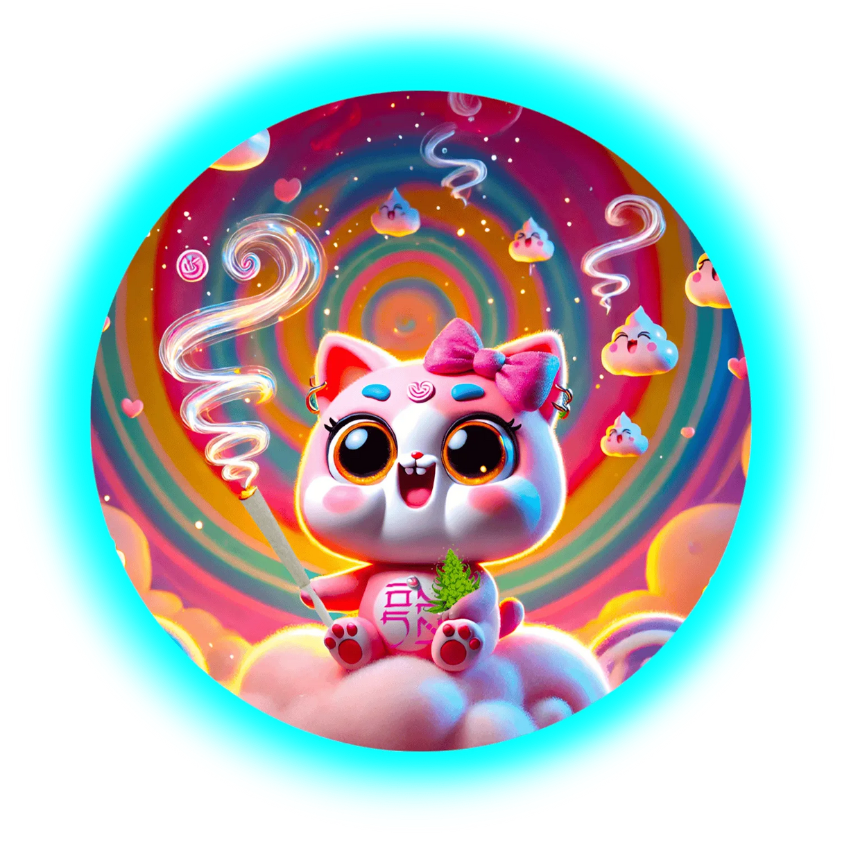 Fourtwenty Smoking Cat Cloud9 Aluminium Grinder Pink 4Parts 50mm