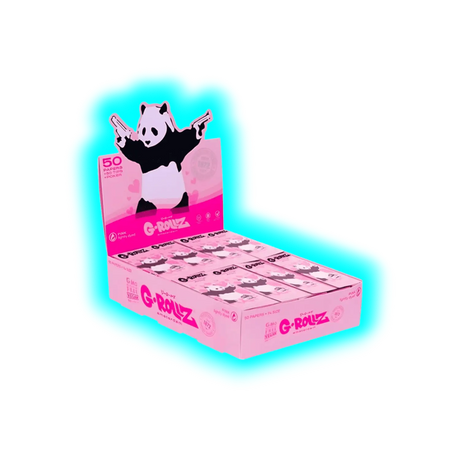 G-Rollz Banksy Panda Gunnin Lightly Dyed Pink 1 1/4 Papers + Tips Display 24pcs