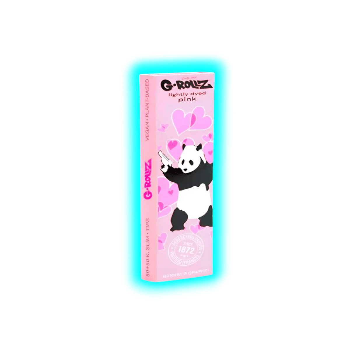 G-Rollz Banksy Panda Gunnin Lightly Dyed Pink 1 1/4 Papers + Tips