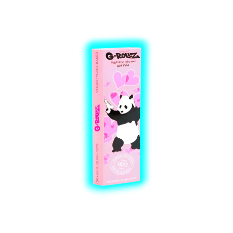 G-Rollz Banksy Panda Gunnin Lightly Dyed Pink 1 1/4 Papers + Tips