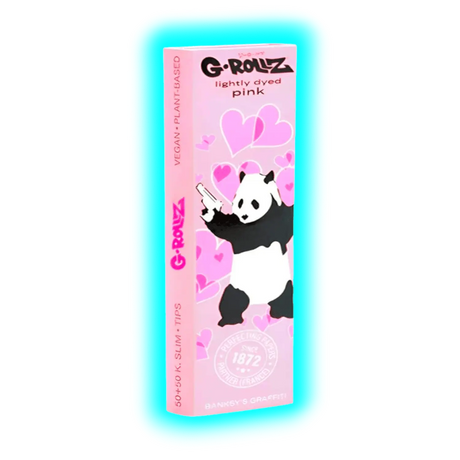 G-Rollz Banksy Panda Gunnin Lightly Dyed Pink 1 1/4 Papers + Tips