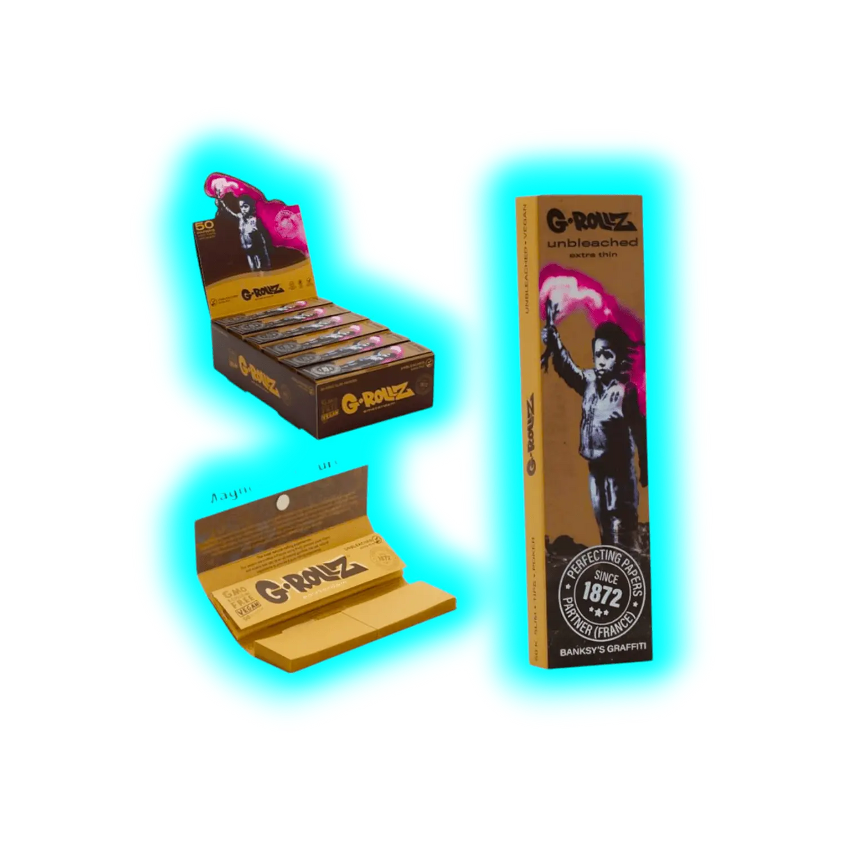 G-Rollz Banksy Torch Boy Unbleached KS Papers + Tips Display