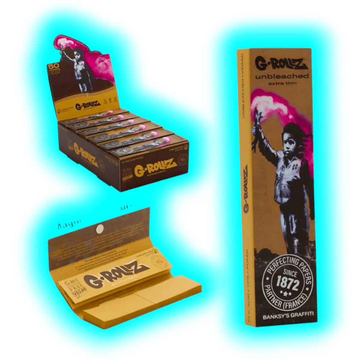 G-Rollz Banksy Torch Boy Unbleached KS Papers + Tips Display