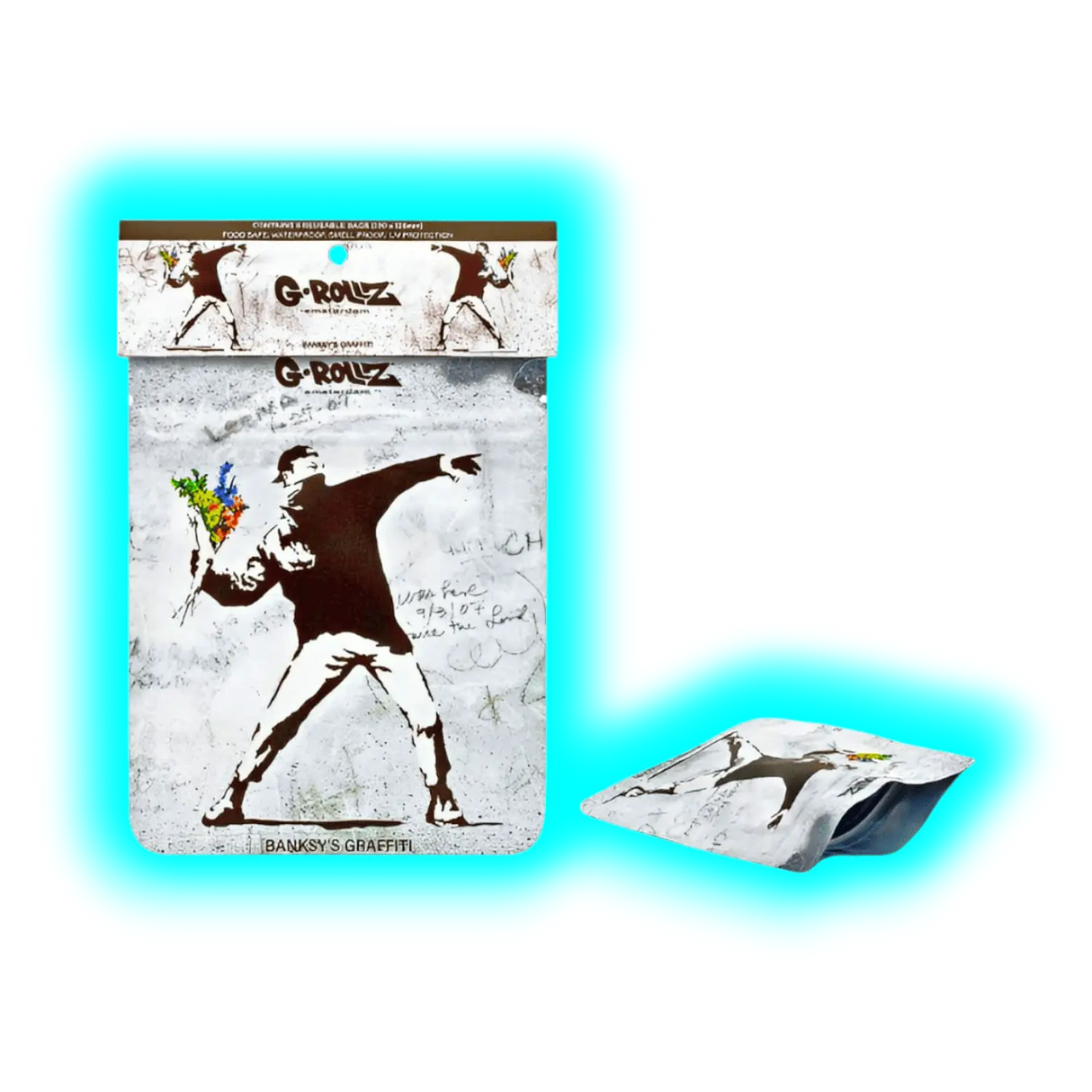 G-Rollz Banksy's Flower Thrower Smellproof Bags 100 x 125mm 8pcs