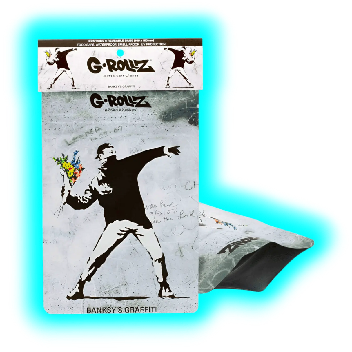 G-Rollz Banksy's Flower Thrower Smellproof Bags 100 x 150mm 6pcs