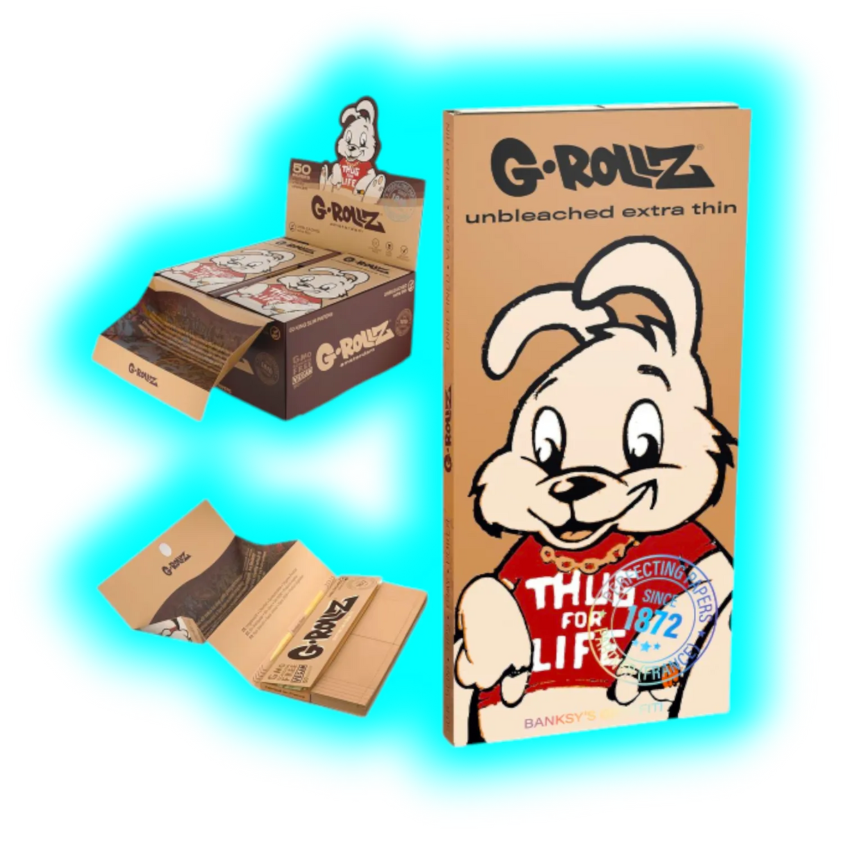G-Rollz Banksy's Graffiti Thug For Life Unbleached King Slim Papers