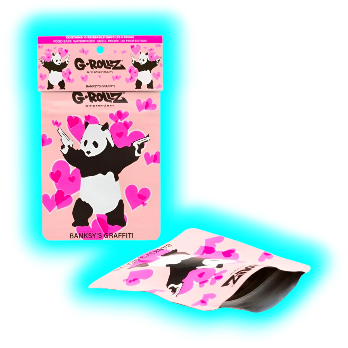 G-Rollz Banksy's Panda Gunnin Smellproof Bags 65 x 85mm 8pcs