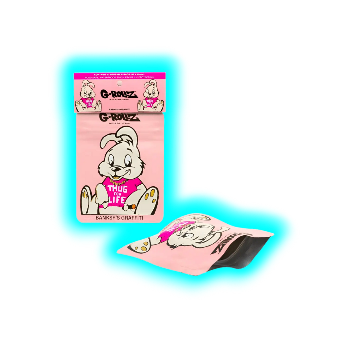 G-Rollz Banksy's Thug for Life Pink Smellproof Bags 65 x 85mm 8pcs