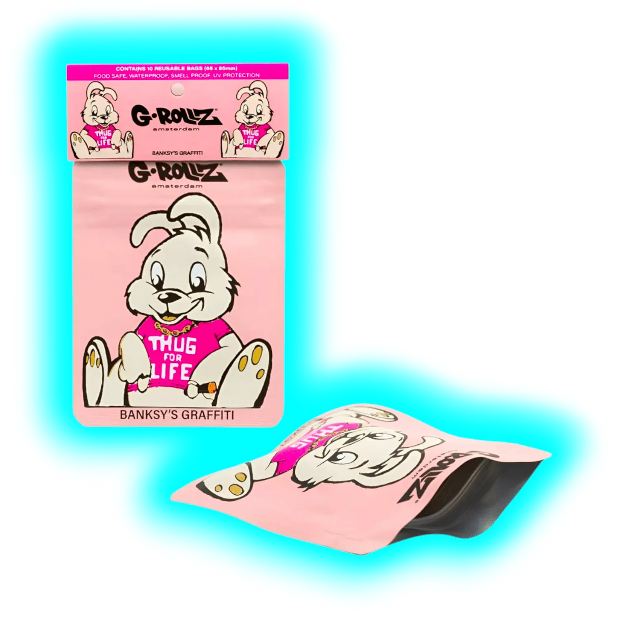 G-Rollz Banksy's Thug for Life Pink Smellproof Bags 65 x 85mm 8pcs