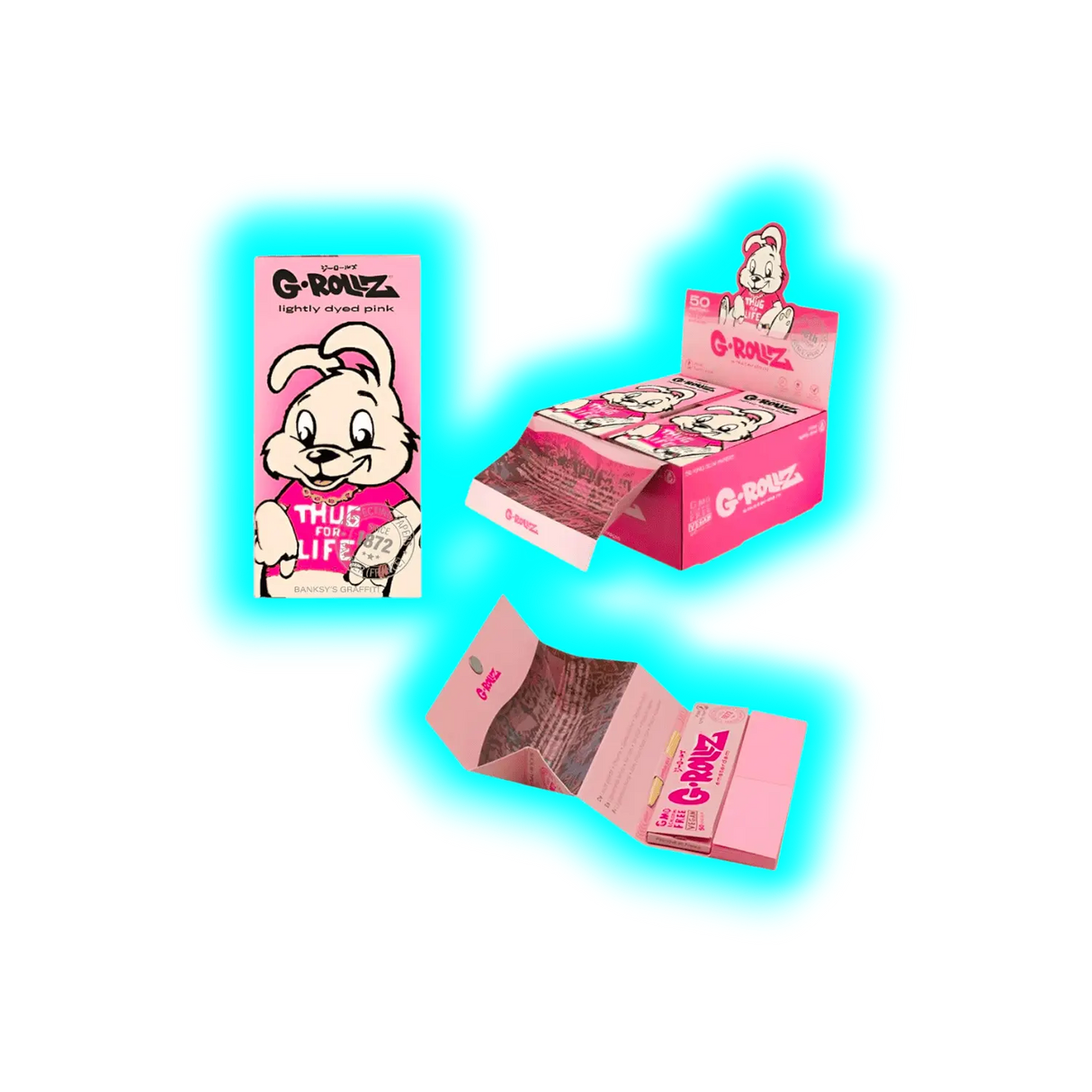 G-Rollz Banksy's Thug Life Lightly Dyed Pink KS Papers BOX 16pcs