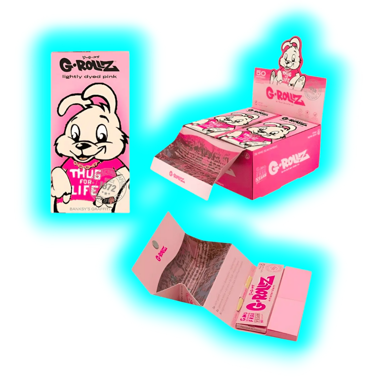 G-Rollz Banksy's Thug Life Lightly Dyed Pink KS Papers BOX 16pcs