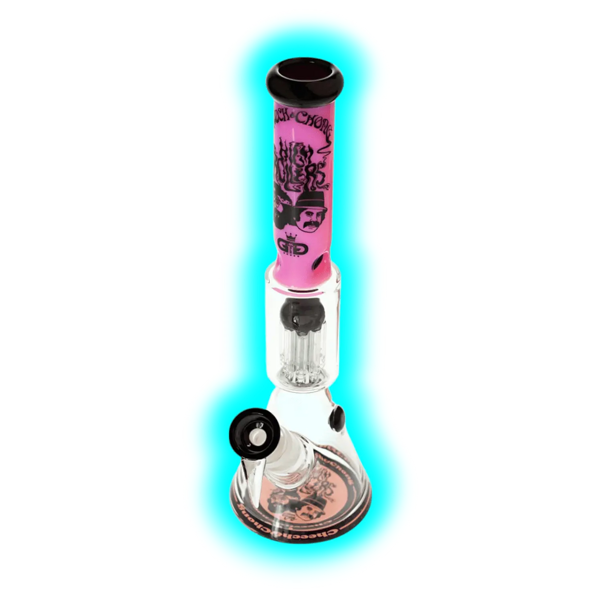 G-Rollz Cheech and Chong Spiral Smoking Brothers Pink Beaker Bong 35cm