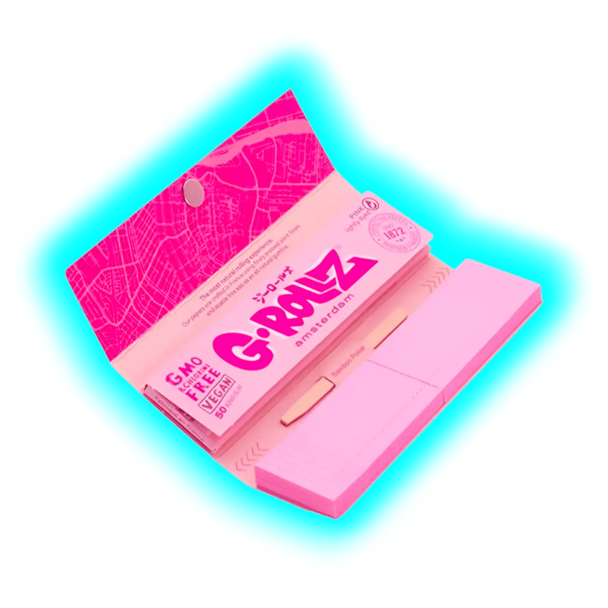 G-Rollz Cheech Chong Lightly Dyed Pink King Slim Papers + Tips Display 24pcs