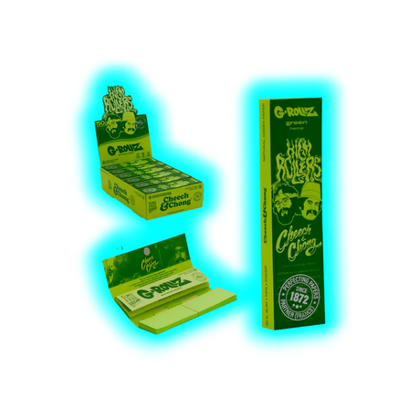 G-Rollz Cheech Chong Organic Green Hemp KS Papers + Tips Display