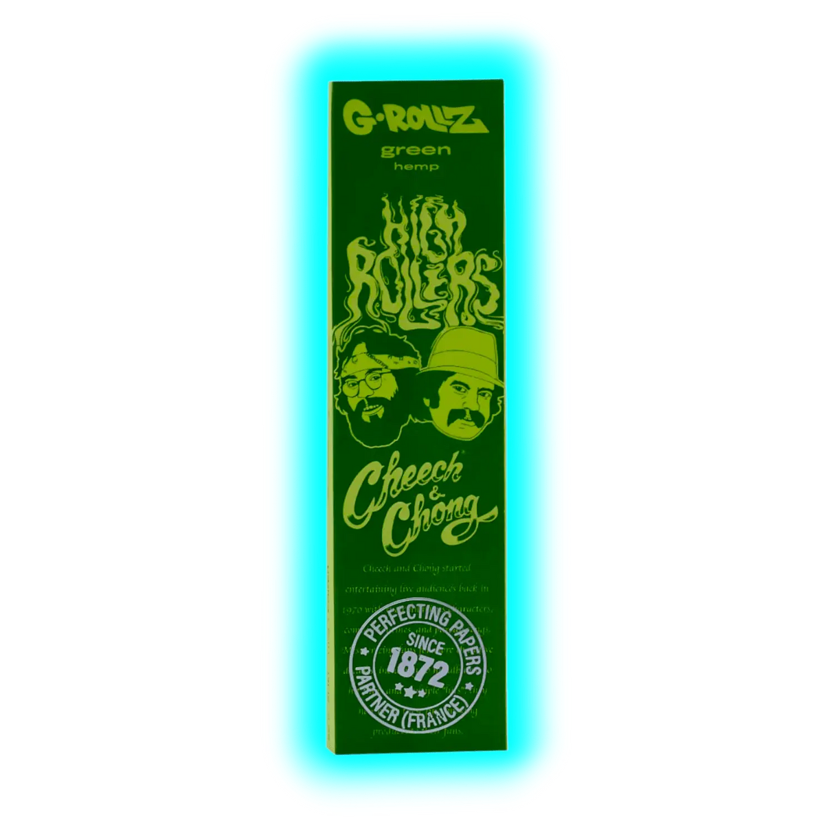 G-Rollz Cheech Chong Organic Green Hemp KS Papers + Tips Display