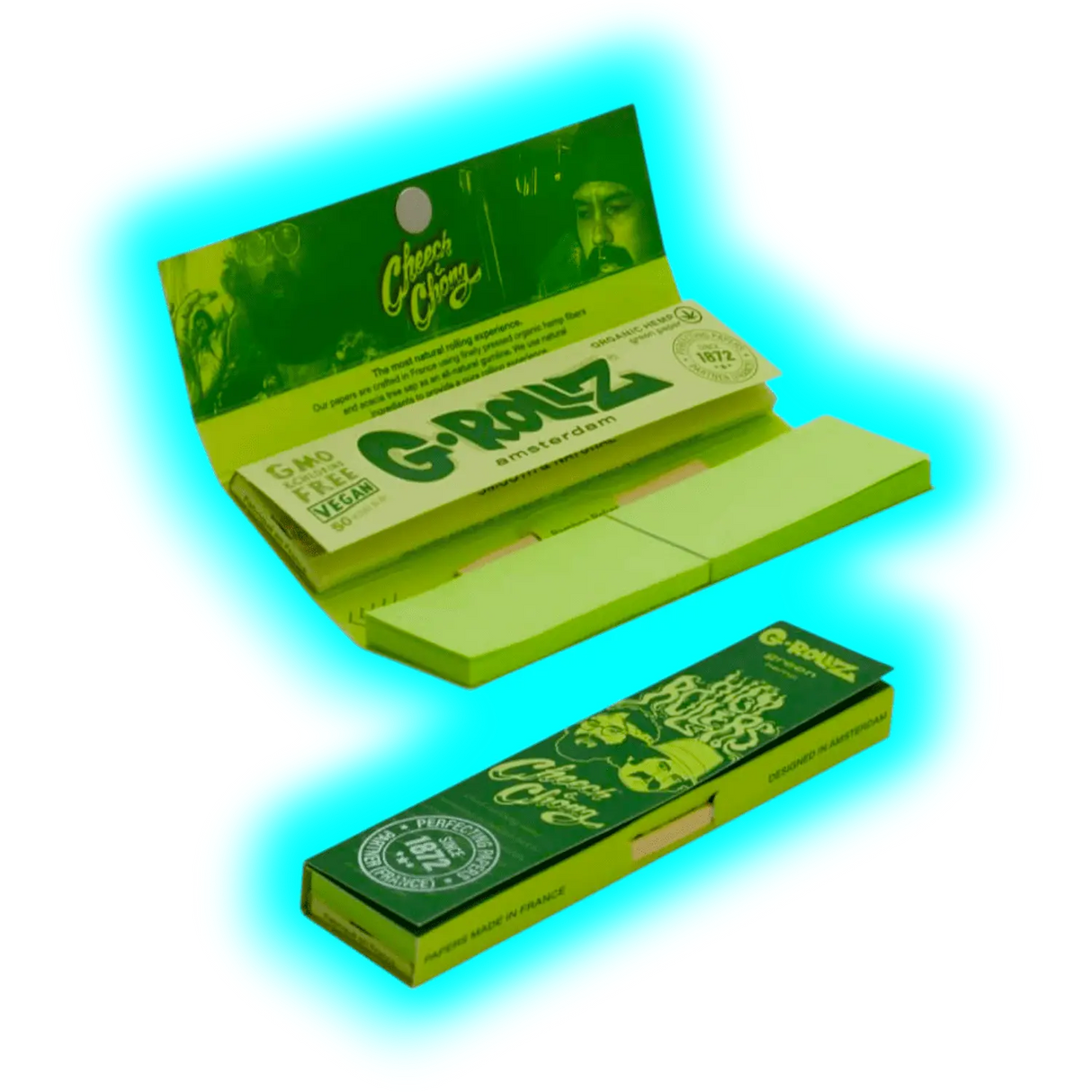 G-Rollz Cheech Chong Organic Green Hemp KS Papers + Tips