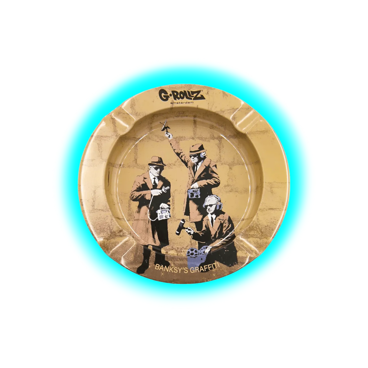G-Rollz Metal Tin Ashtray Banksy’s Graffiti II Spy Booth