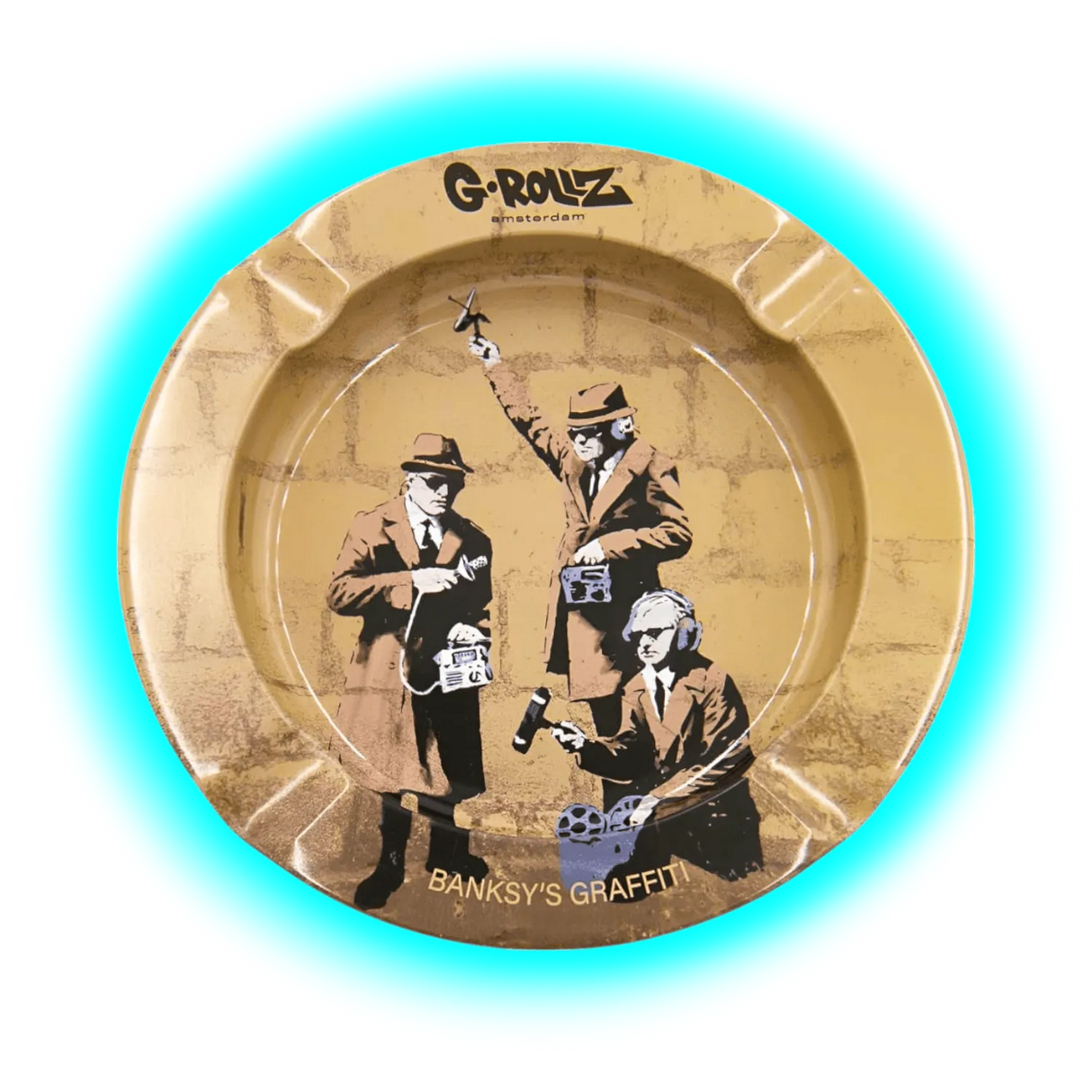 G-Rollz Metal Tin Ashtray Banksy’s Graffiti II Spy Booth