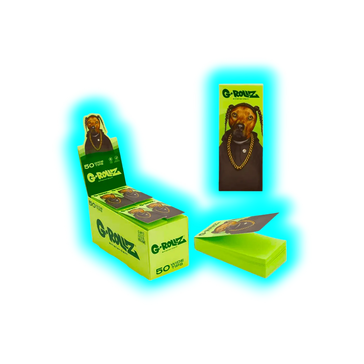 G-Rollz Pets Rock Rap Green Filter Tips Display