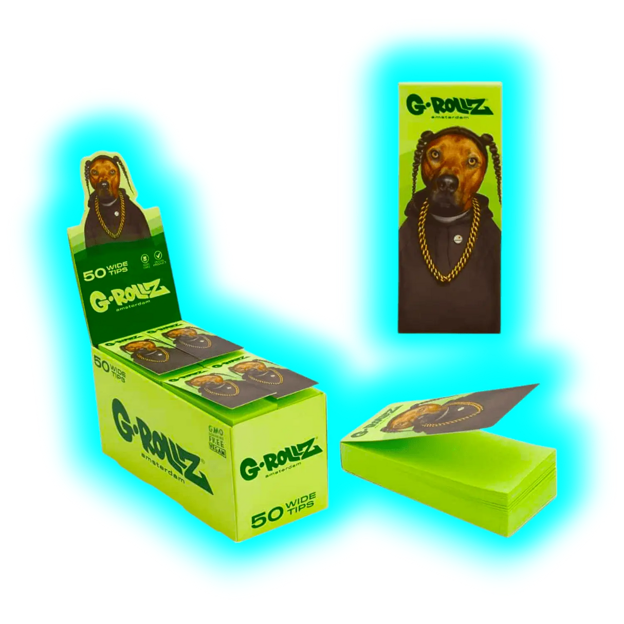 G-Rollz Pets Rock Rap Green Filter Tips Display