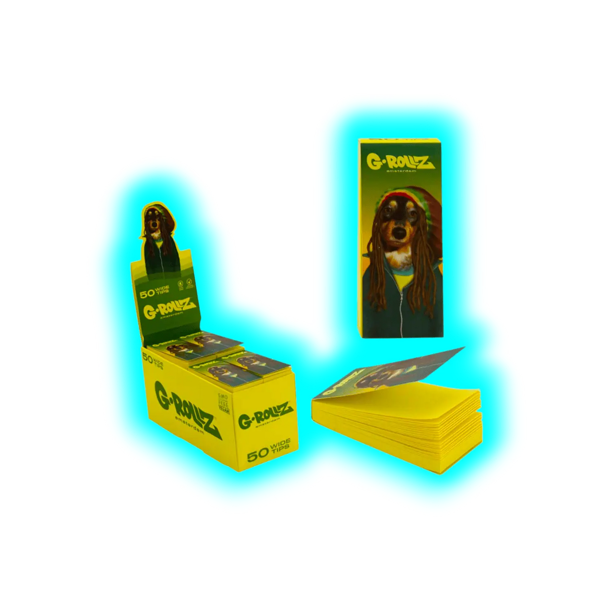 G-Rollz Pets Rock Reggae Yellow Filter Tips Display