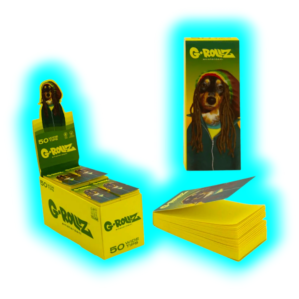 G-Rollz Pets Rock Reggae Yellow Filter Tips Display