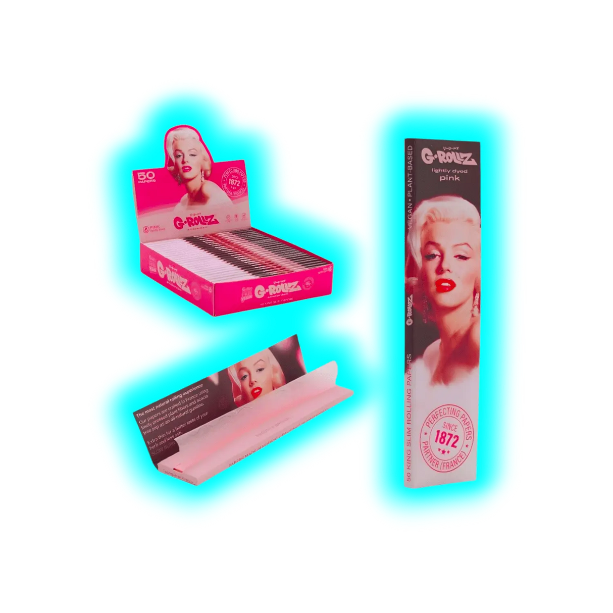 G-Rollz Radio Days Fabulous Face Pink King Slim Papers Display