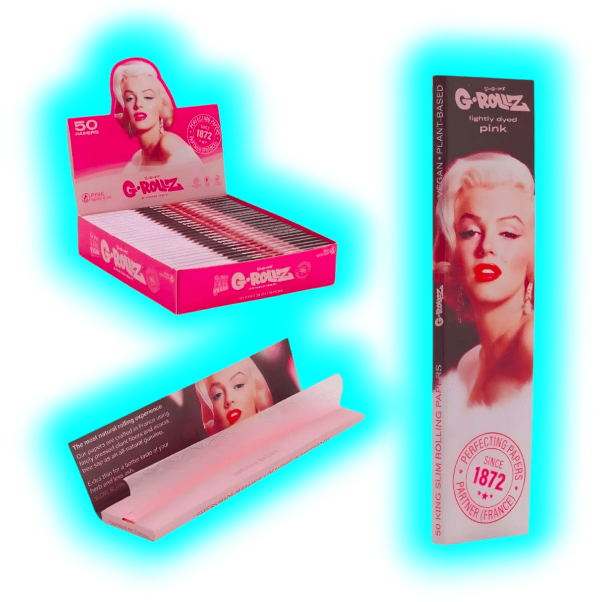 G-Rollz Radio Days Fabulous Face Pink King Slim Papers Display