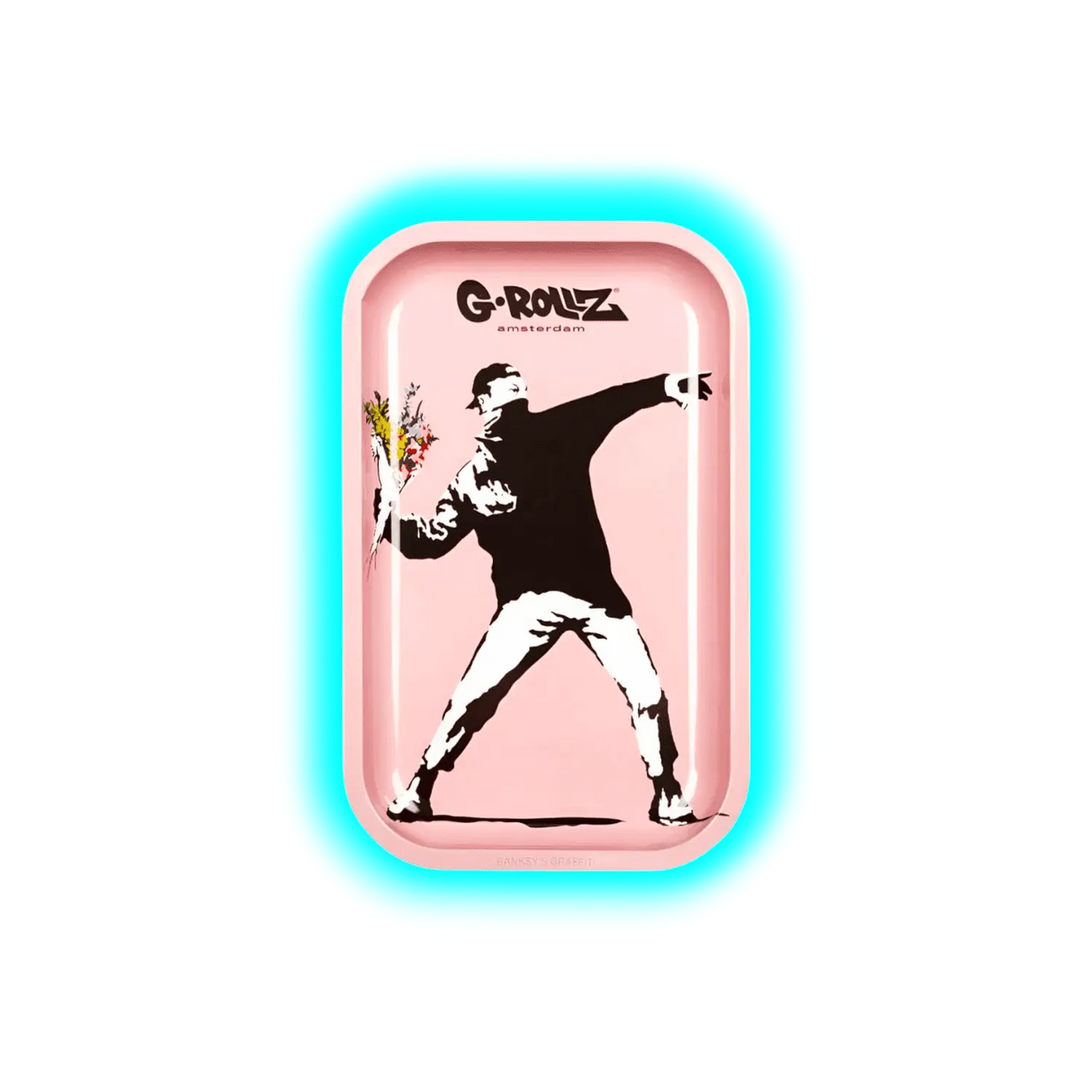 G-Rollz Rolling Tray M Banksy's Flower Thrower Pink 175 x 275mm