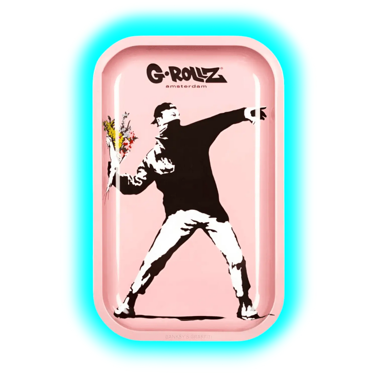 G-Rollz Rolling Tray M Banksy's Flower Thrower Pink 175 x 275mm