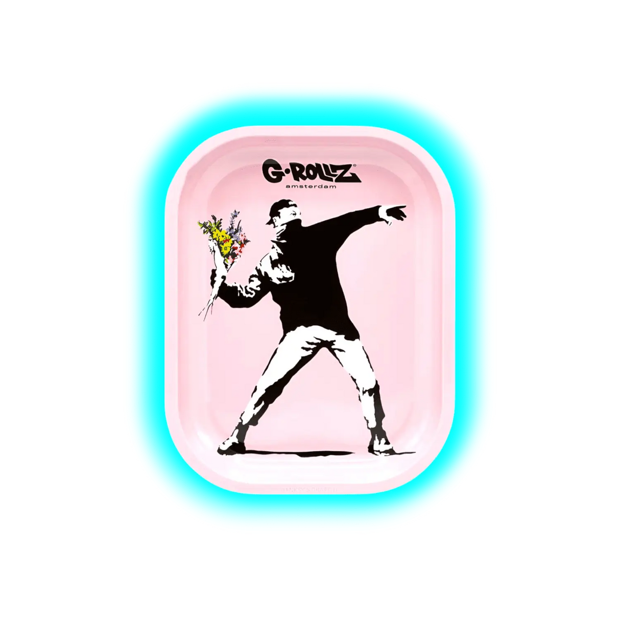 G-Rollz Rolling Tray S Banksy's Flower Thrower Pink 140 x 180mm