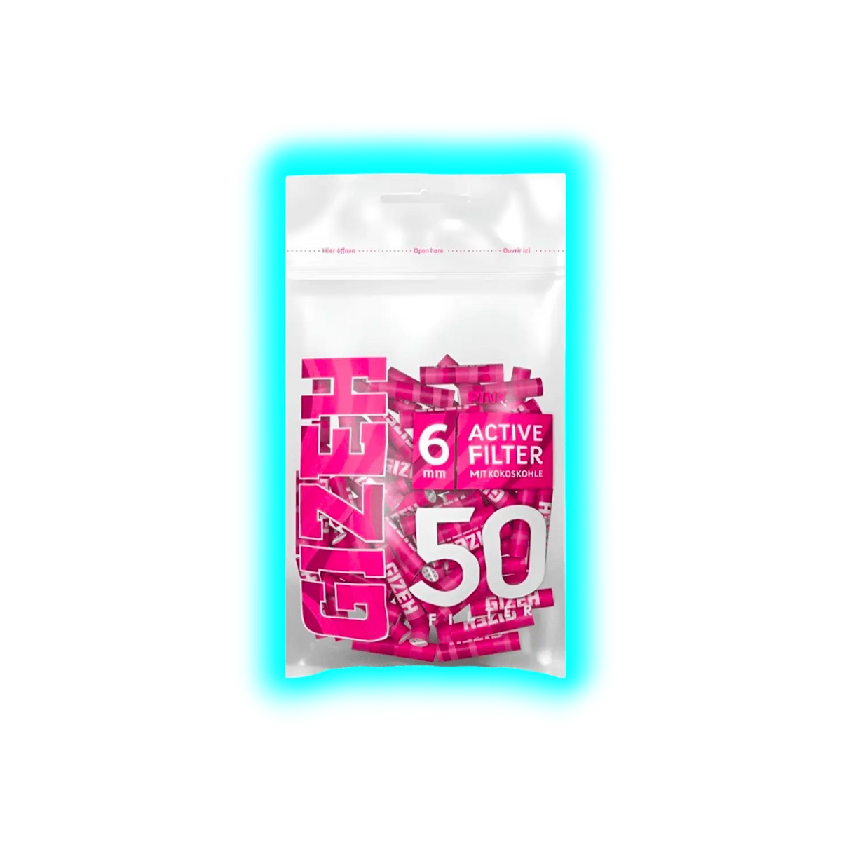 GIZEH All Pink Active Filter 6mm 50pcs