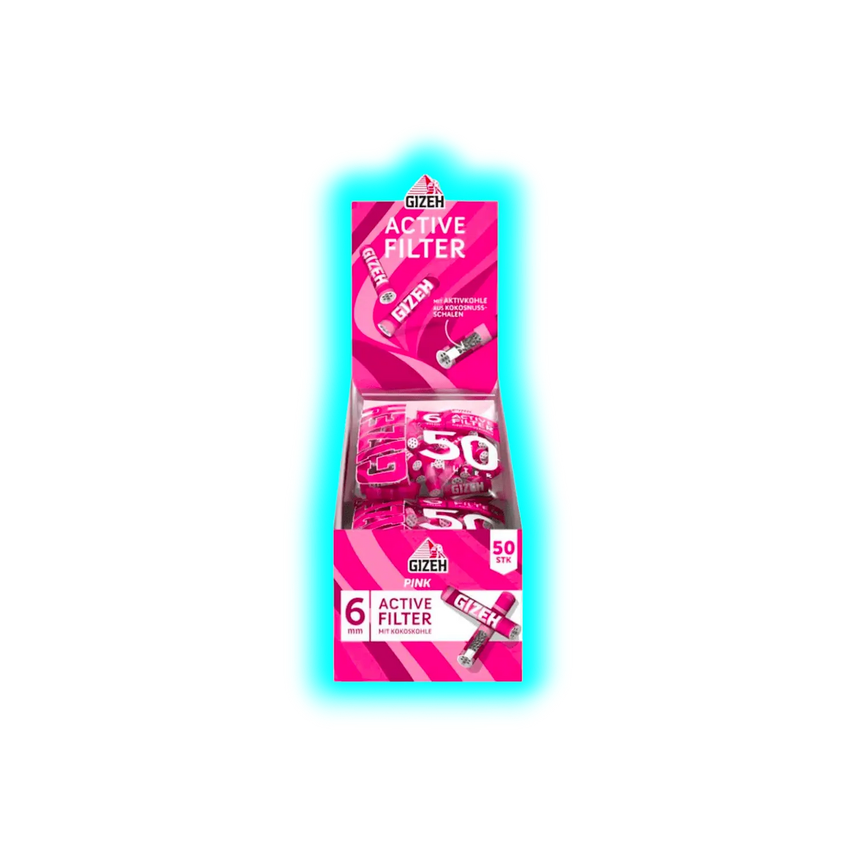 GIZEH All Pink Active Filter 6mm Display 10x 50pcs
