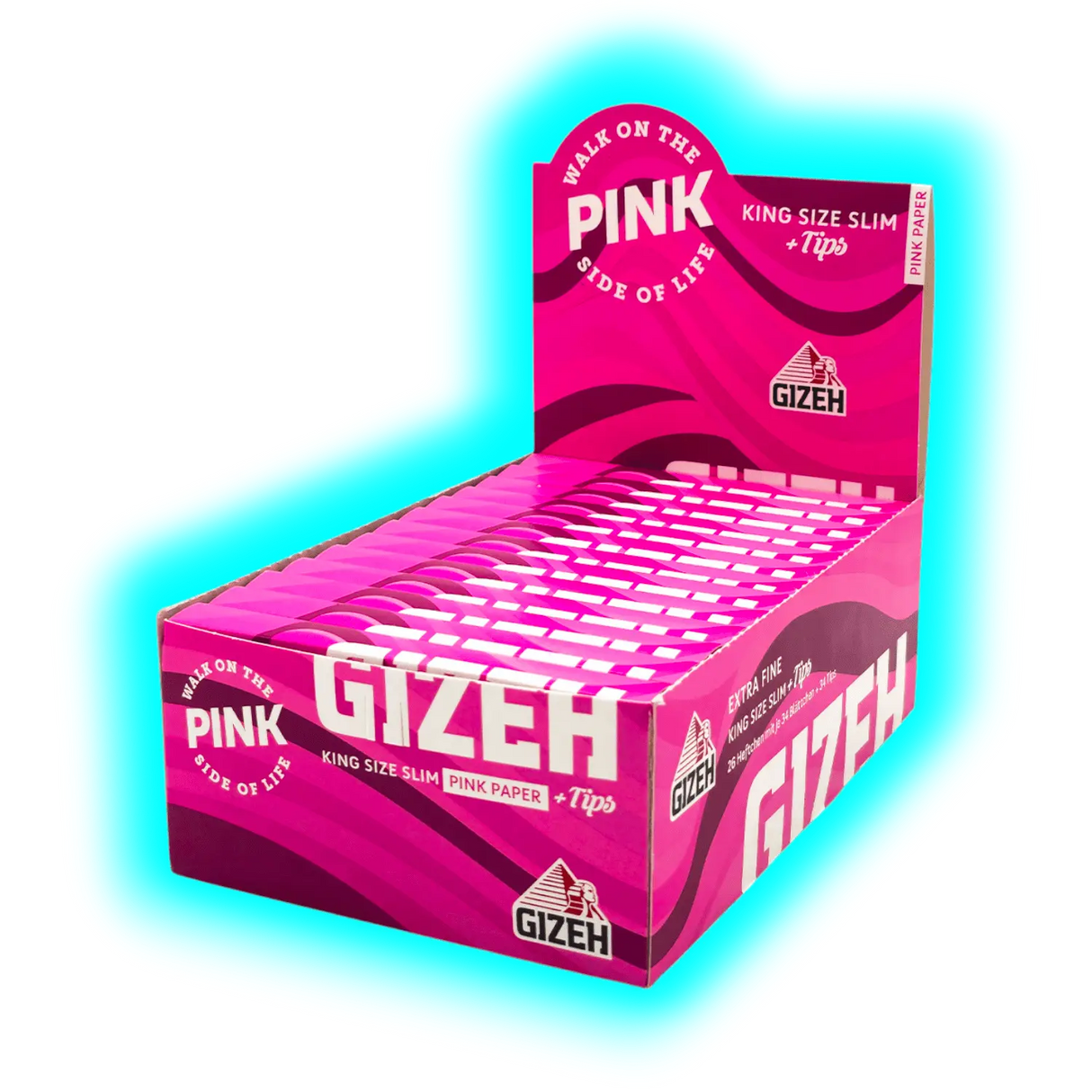GIZEH ALL Pink King Size Slim + Tips Display 26pcs