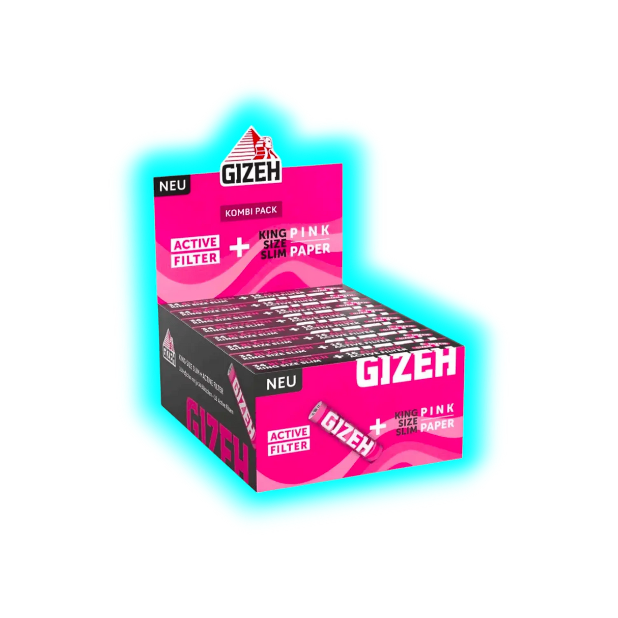 GIZEH All PINK Papers KSS + Aktivkohle Filter Display 16pcs