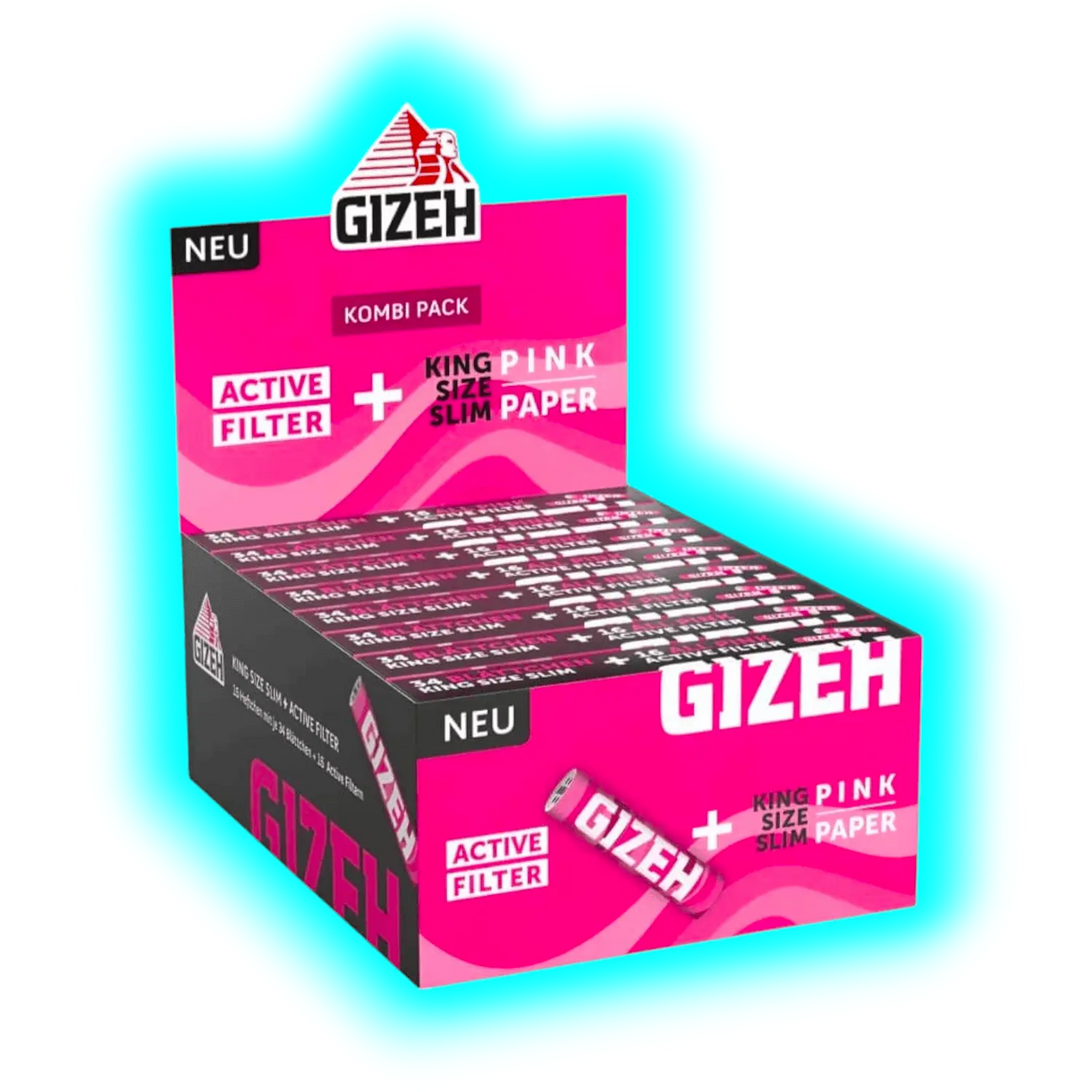 GIZEH All PINK Papers KSS + Aktivkohle Filter Display 16pcs