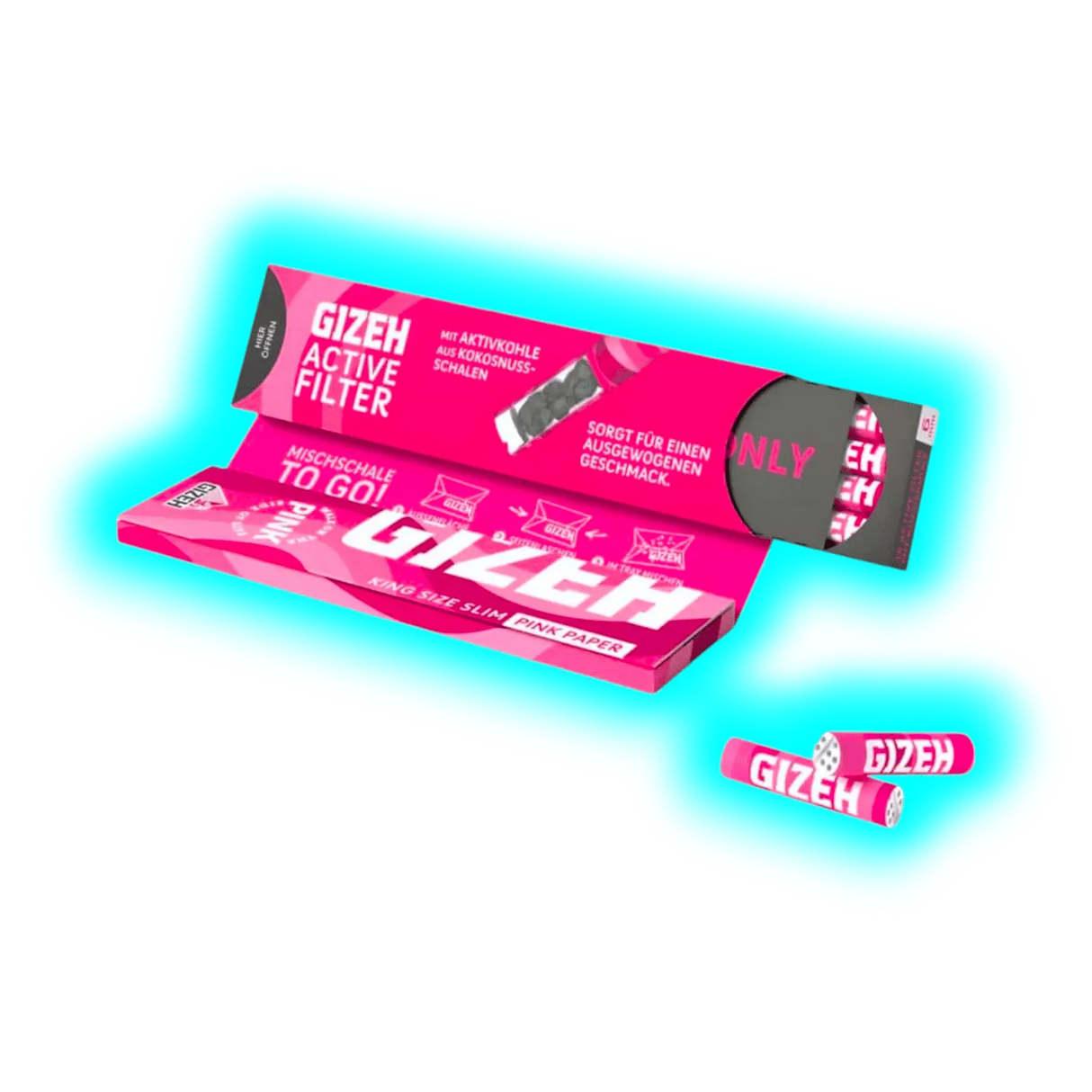 GIZEH All PINK Papers KSS + Aktivkohle Filter Display 16pcs
