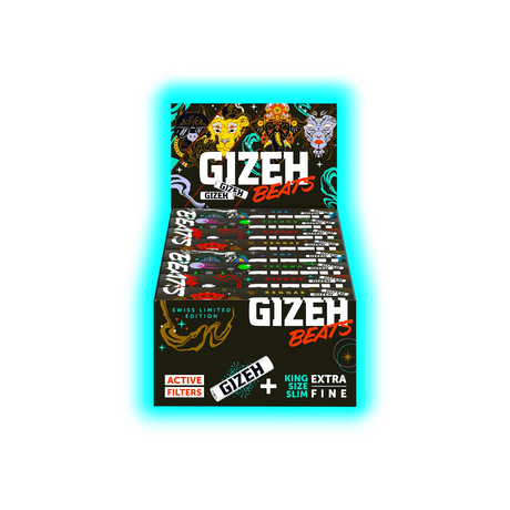 GIZEH Beats Swiss EDT Kingsize Slim Papers + Active Tips Display 16pcs