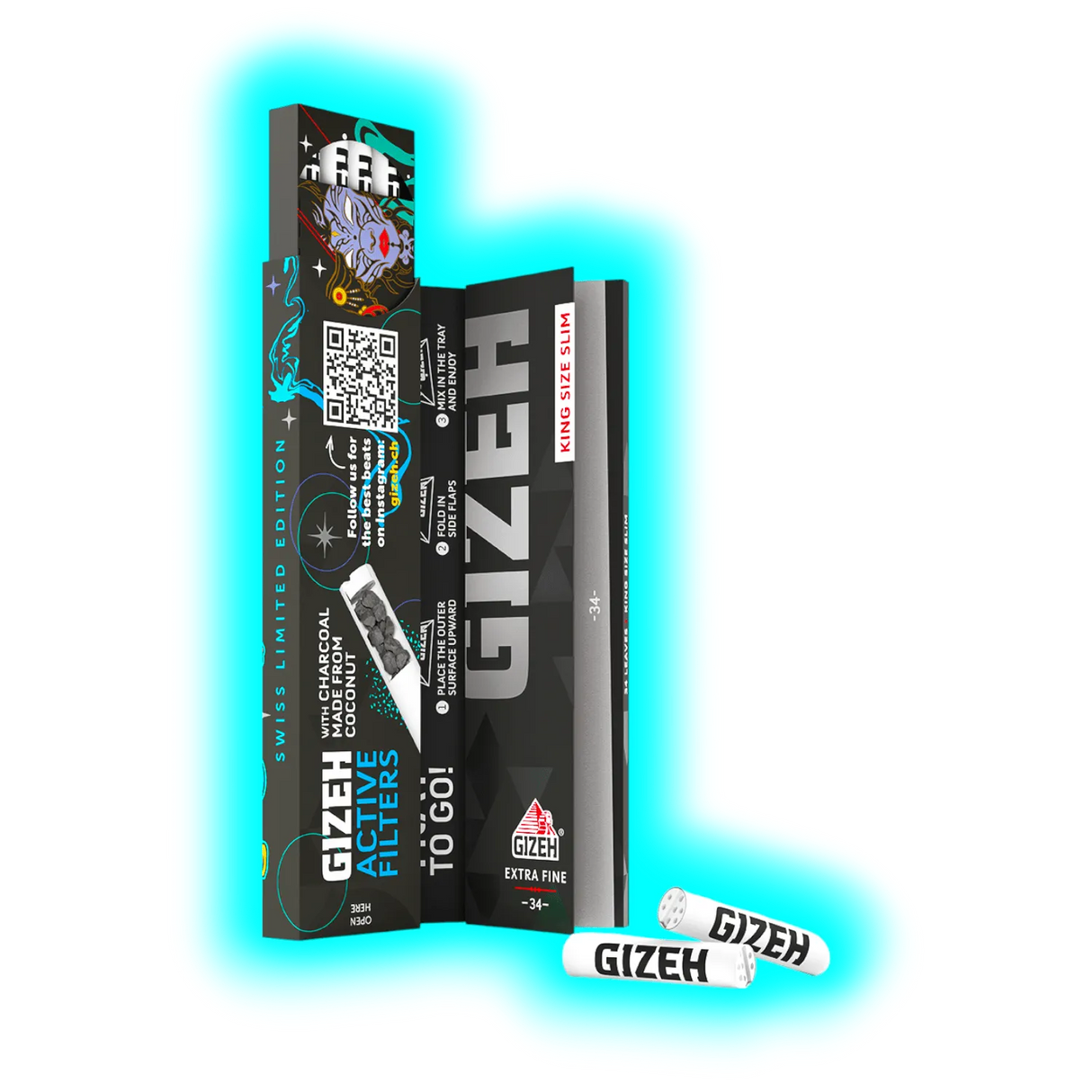 GIZEH Beats Swiss EDT Kingsize Slim Papers + Active Tips