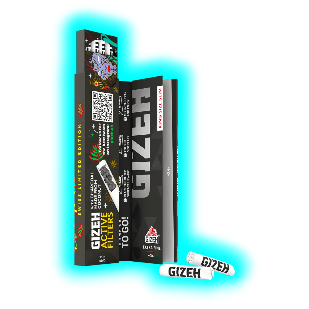 GIZEH Beats Swiss EDT Kingsize Slim Papers + Active Tips