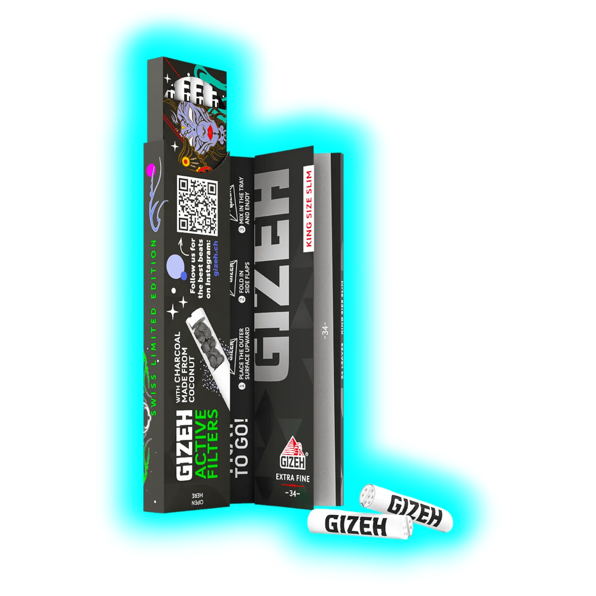GIZEH Beats Swiss EDT Kingsize Slim Papers + Active Tips