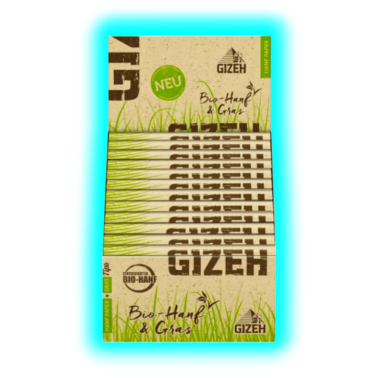 GIZEH Bio Hanf und Gras Kingsize Slim Papers + Tips Display 24pcs