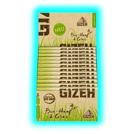 GIZEH Bio Hanf und Gras Kingsize Slim Papers + Tips Display 24pcs