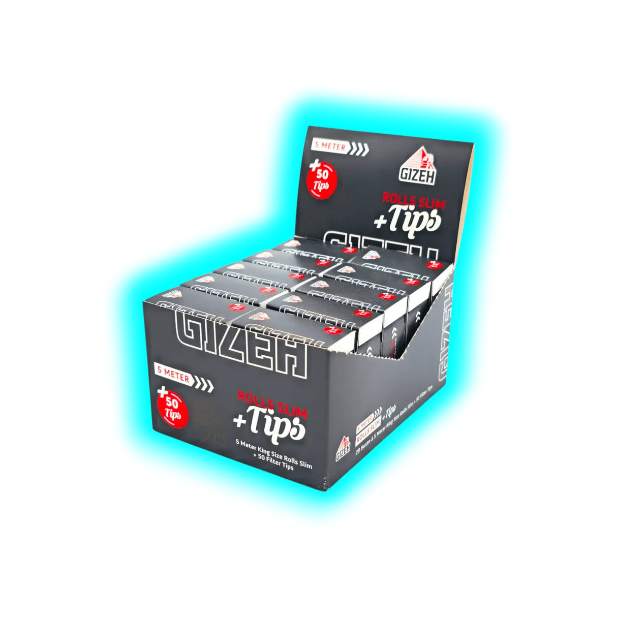 GIZEH Black Rolls Slim 5m + Tips Display 20pcs