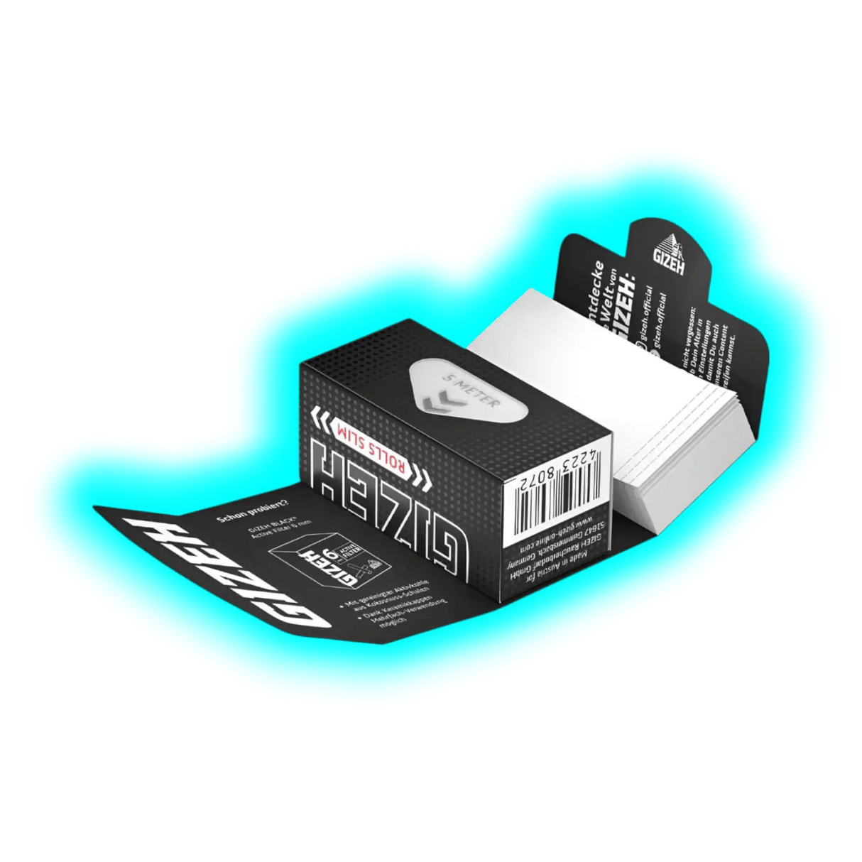 GIZEH Black Rolls Slim 5m + Tips