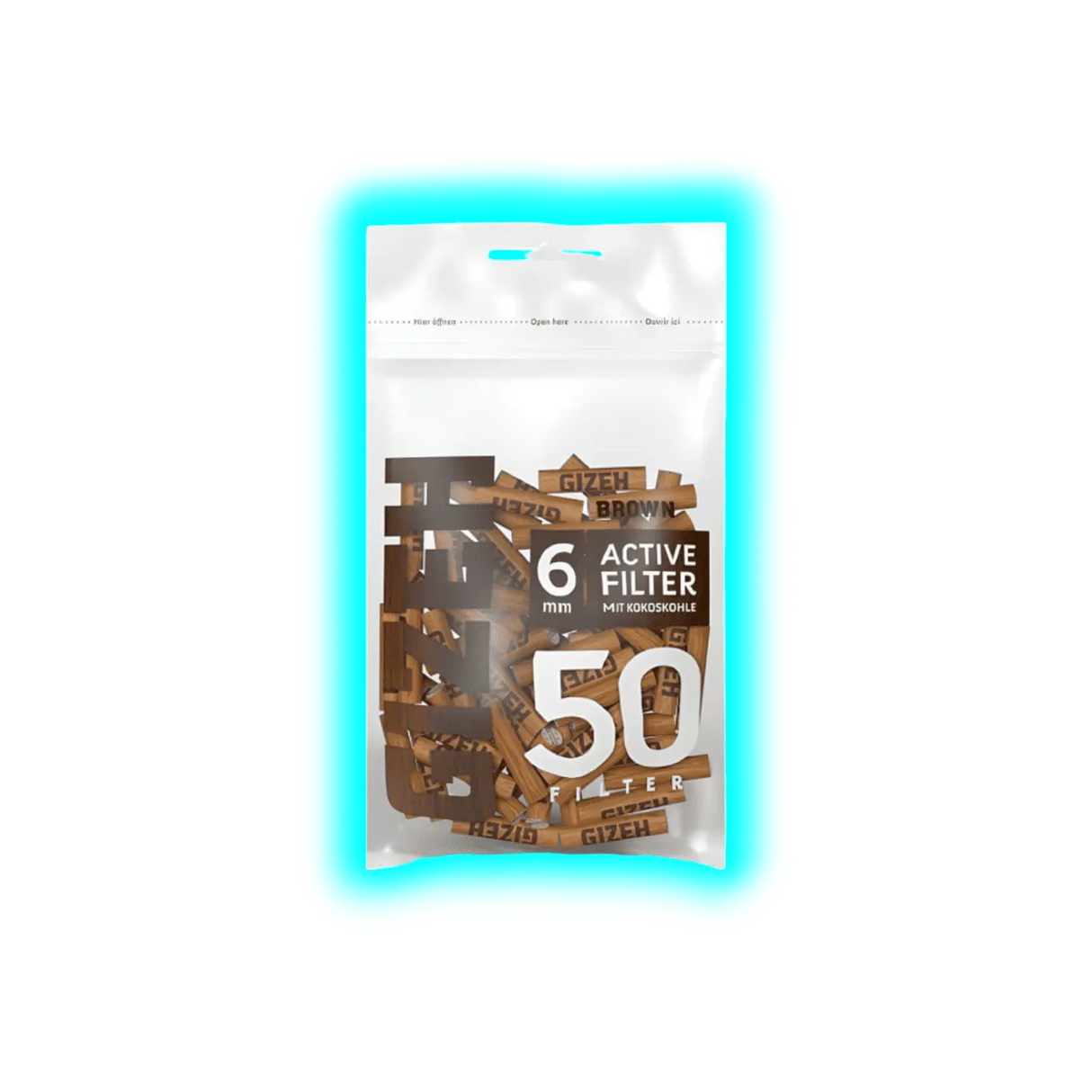 GIZEH Brown Active Filter 6mm 50pcs