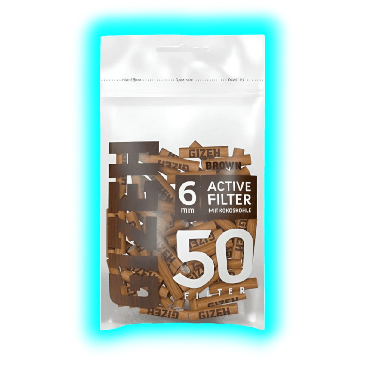 GIZEH Brown Active Filter 6mm Display 10 x 50pcs