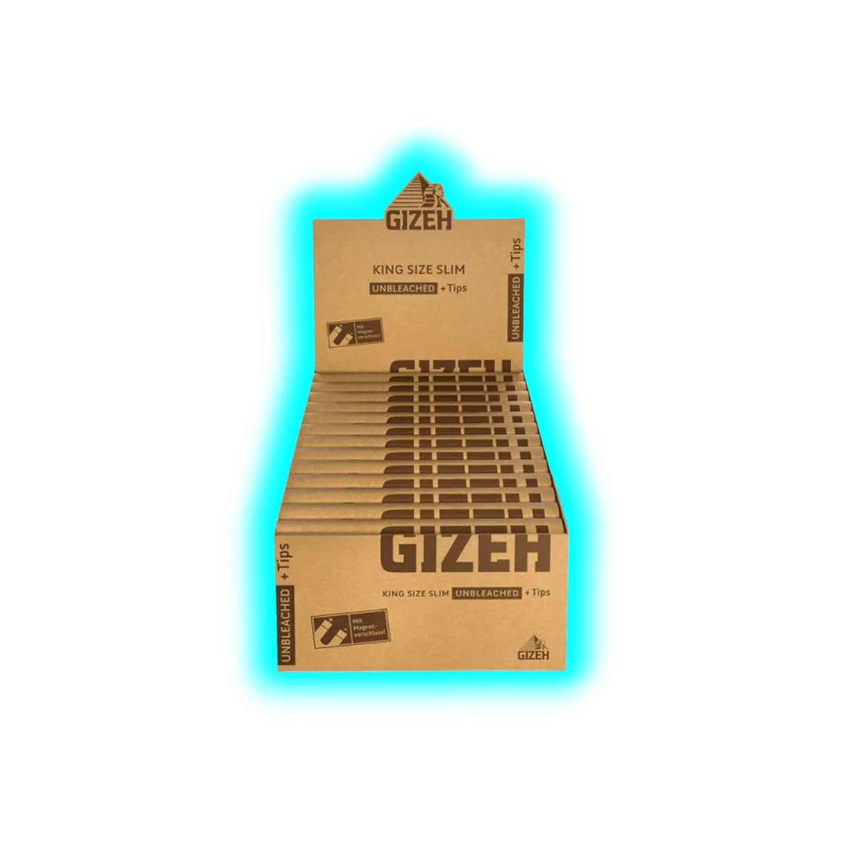 GIZEH Papers Unbleached King Size Slim Tips Display 26pcs